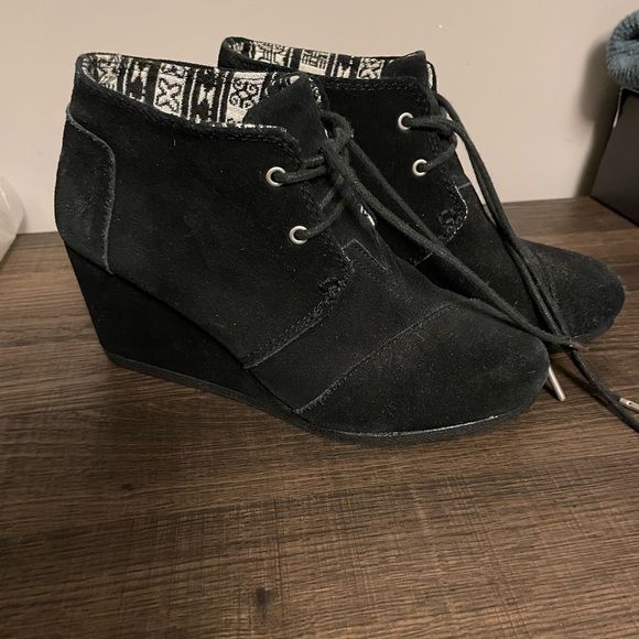 TOMS. Black Wedge Bootie - Picture 3 of 4
